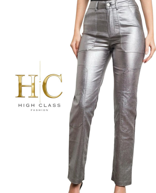 MAITE METALLIC PANTS (SILVER)