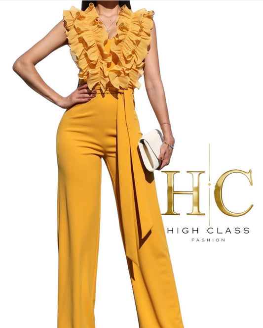 NATALY RUFFLE JUMPSUIT (MUSTARD)