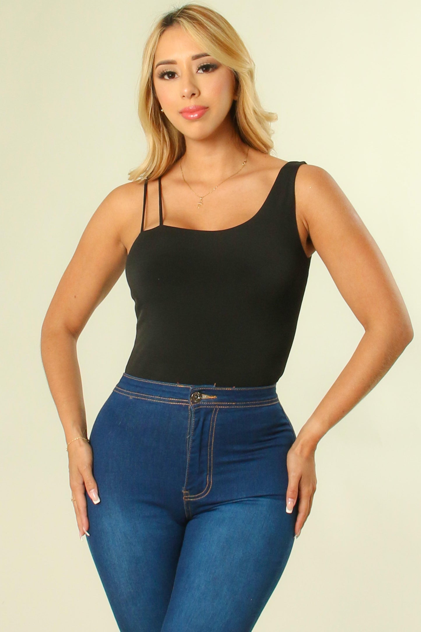 UNBALANCED STRAP BODYSUIT (BLACK)