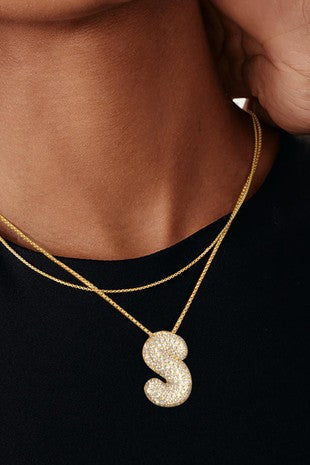 NECKLACES RHINESTONE INITAL LETTER  (GOLD)